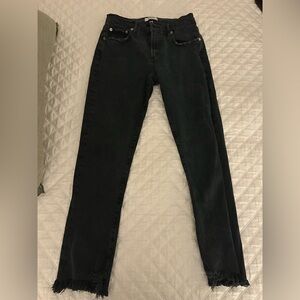 Agolde Black Jeans with Frayed Hem